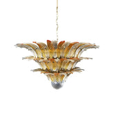 Beautifully Murano Palmette Amber Transparent Chandelier 39"